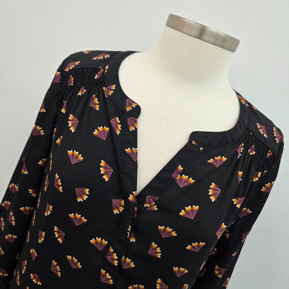 Daniel Rainn Womens S Boho Black Blouse 3/4 Sleeve Lightweight Printed Top - Picture 14 of 16